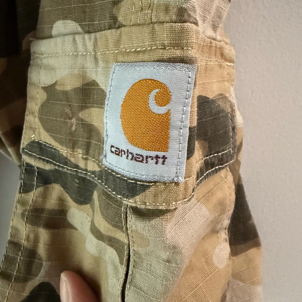 Carhartt Cargo Shorts Boys 6 Camo Tan Ripstop Excellent Utility Workwear